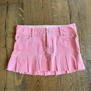 Vintage Abercrombie Kids Pink Denim Pleated Mini Skirt